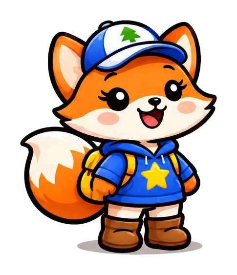 Approved illustrated fox in blue hoodie